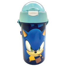  Sonic a sündisznó Speed Blue műanyag szívószálas kulacs akasztóval 500 ml kulacs, kulacstartó