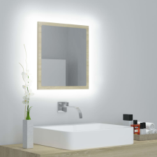 Sonoma tölgy akril LED-es fürdőszobai tükör 40x8,5x37 cm fürdőszoba bútor