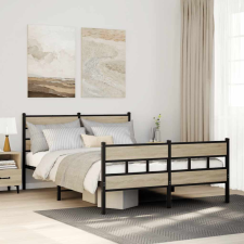 sonoma tölgy színű fém ágykeret matrac nélkül 135 x 190 cm ágy és ágykellék