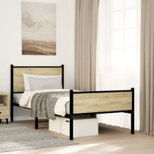 sonoma tölgy színű fém ágykeret matrac nélkül 80 x 200 cm ágy és ágykellék