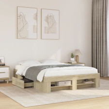  sonoma tölgy színű szerelt fa ágykeret matrac nélkül 140x200 cm ágy és ágykellék