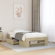 sonoma tölgy színű szerelt fa ágykeret matrac nélkül 75x190 cm ágy és ágykellék