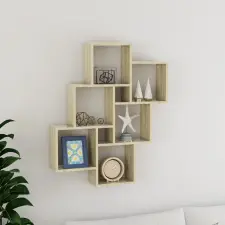 sonoma tölgy színű szerelt fa négyszögű fali polc 78x15x93 cm bútor