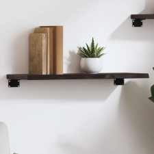  sötétbarna kezelt tömör tölgyfa fali polc 60x20x2 cm bútor