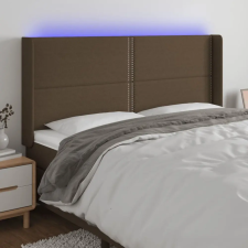  Sötétbarna szövet LED-es fejtámla 183x16x118/128 cm ágy és ágykellék