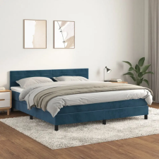  sötétkék bársony rugós ágy matraccal 160x200 cm ágy és ágykellék