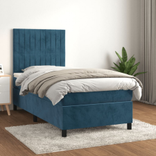  sötétkék bársony rugós ágy matraccal 80 x 200 cm ágy és ágykellék