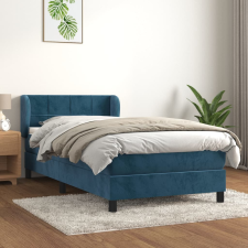 sötétkék bársony rugós ágy matraccal 90 x 200 cm ágy és ágykellék