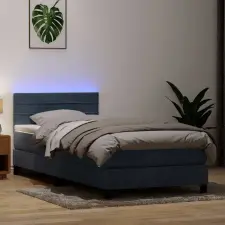  sötétszürke bársony rugós és LED-es ágy matraccal 80x210 cm ágy és ágykellék