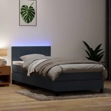  sötétszürke bársony rugós és LED-es ágy matraccal 80x220 cm ágy és ágykellék