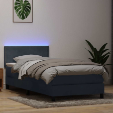  sötétszürke bársony rugós és LED-es ágy matraccal 90x220 cm ágy és ágykellék