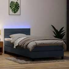  sötétszürke bársony rugós és LED-es ágy matraccal 90x220 cm ágy és ágykellék