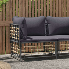 sötétszürke polyrattan kerti sarokkanapé párnával kerti bútor