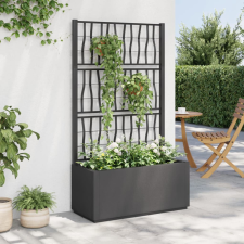 sötétszürke PP rácsos kerti ültetőláda 80 x 36 x 140 cm kerti tárolás