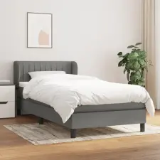  sötétszürke szövet rugós ágy matraccal 80 x 200 cm ágy és ágykellék