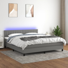  Sötétszürke szövet rugós és LED-es ágy matraccal 160x200 cm ágy és ágykellék