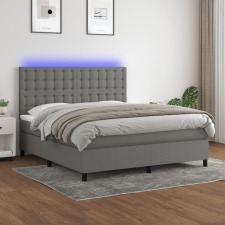  sötétszürke szövet rugós és LED-es ágy matraccal 160x200 cm ágy és ágykellék