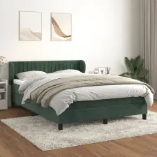  sötétzöld bársony rugós ágy matraccal 140x190 cm ágy és ágykellék