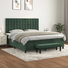  sötétzöld bársony rugós ágy matraccal 160x200 cm ágy és ágykellék