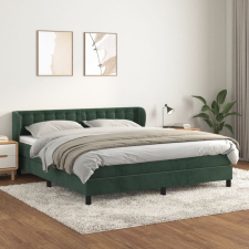  sötétzöld bársony rugós ágy matraccal 200x200 cm ágy és ágykellék