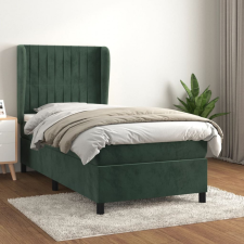 sötétzöld bársony rugós ágy matraccal 80 x 200 cm ágy és ágykellék