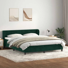  sötétzöld bársony rugós ágy matracokkal 180x220 cm ágy és ágykellék