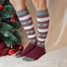 Sox World Női hópihe mintás térdzokni Bordó
