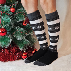 Sox World Női hópihe mintás térdzokni Fekete