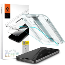 Spigen AGL06898 Apple iPhone 15 Pro Spigen GlastR EZ Fit edzett üveg képernyővédő fólia, felhelyezést segítő kerettel, átlátszó mobiltelefon kellék