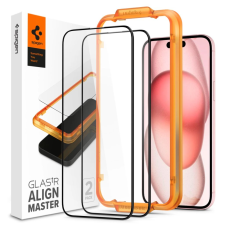 Spigen AlignMaster GLAS.tR iPhone 15 Plus kijelzővédő fekete kerettel (AGL06886) (AGL06886) mobiltelefon kellék