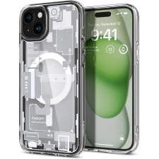 Spigen Apple iPhone 15 Plus, Műanyag hátlap védőtok + szilikon keret, Magsafe töltővel kompatibilis, iPhone belső minta, Spigen Ultra Hybrid Zero One Mag, átlátszó/fehér (TS0195) tok és táska