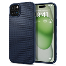 Spigen Apple iPhone 15 Plus, Szilikon tok, Spigen Liquid Air, háromszög minta, sötétkék tok és táska