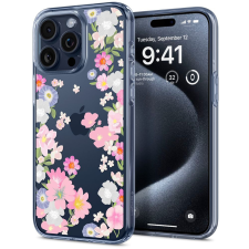 Spigen Apple iPhone 15 Pro, Szilikon tok, virág minta, Spigen Liquid Crystal, átlátszó tok és táska