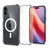 Spigen Apple iPhone 16, Műanyag hátlap védőtok + szilikon keret, Magsafe töltővel kompatibilis, Spigen Ultra Hybrid Mag, átlátszó/fehér