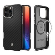 Spigen Apple iPhone 16 Pro enzo aramid telefonvédő (magsafe, karbon minta) fekete mobiltelefon kellék