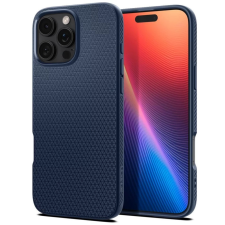 Spigen Apple iPhone 16 Pro, Szilikon tok, Spigen Liquid Air, háromszög minta, sötétkék tok és táska