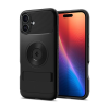 Spigen Apple iPhone 16, Szilikon tok, műanyag hátlappal, kitámasztóval, Magsafe töltővel kompatibilis, Spigen Slim Armor Mag, fekete