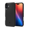 Spigen Apple iPhone 16, Szilikon tok, Spigen Core Armor, csíkos minta, fekete