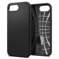 Spigen Apple iPhone 16e, Szilikon tok, Spigen Liquid Air, háromszög minta, fekete tok és táska