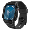 Spigen Apple Watch 10 (46 mm), Szilikon védőkeret, ütésálló, szíjjal, Spigen Rugged Armor Pro, fekete