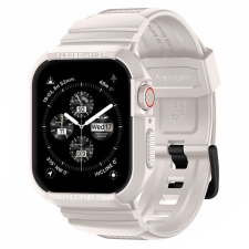 Spigen Apple Watch 4 / 5 / 6 / 7 / 8 / 9 / SE / SE 2 okosóra tok és szíj, 44mm / 45mm, TPU / szilikon, bézs, Spigen Rugged Armor Pro okosóra kellék