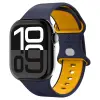 Spigen Apple Watch 4-6, SE, SE (2022), SE (2025) (38 / 40 mm) / Watch 7-9 (41 mm) / Watch 10-11 (42 mm), szilikon pótszíj, állítható, Spigen Nano Pop, sötétkék/sárga
