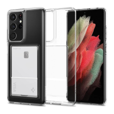 Spigen Crystal Slot Samsung Galaxay S21 Ultra Crystal Clear kártyatartó tok átlátszó tok és táska