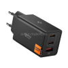 Spigen ESSENTIAL hálózati töltő USB+2 Type-C aljzat (67W, GaN, PD gyorstöltő 3.0) FEKETE (ACH09458)