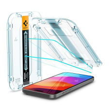 Spigen EZ FIT HD képernyővédő üveg 2db (2.5D, tokbarát, ultravékony, 0.2mm, 9H + segédkeret) ÁTLÁTSZÓ Apple iPhone 15 Plus mobiltelefon kellék
