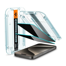 Spigen EZ FIT képernyővédő üveg 2db (2.5D, tokbarát, ultravékony, 0.2mm, 9H + segédkeret) ÁTLÁTSZÓ Apple iPhone 15 Pro Max mobiltelefon kellék
