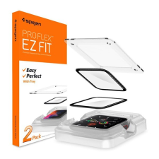 Spigen EZ FIT kijelzővédő üveg 2db (2.5D lekerekített szél, 0.2mm, 9H, NEM íves) FEKETE [Apple Watch Series SE 44mm] (AFL01220) okosóra kellék