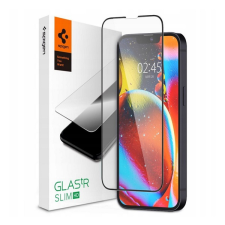 Spigen FC képernyővédő üveg 2db (2.5D, ujjlenyomatmentes, karcálló, 9H, ultravékony, 0.3mm, színkiemelés) FEKETE Apple iPhone 13 Pro Max mobiltelefon kellék