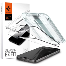 Spigen Glas.tR EZ Apple iPhone 15 Pro kijelzővédő fólia - Fekete (2db) (AGL06893) mobiltelefon kellék
