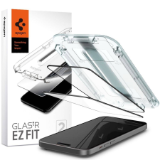 Spigen Glas.tR EZ Fit Apple iPhone 15 Plus Edzett üveg kijelzővédő - Fekete (2db) mobiltelefon kellék